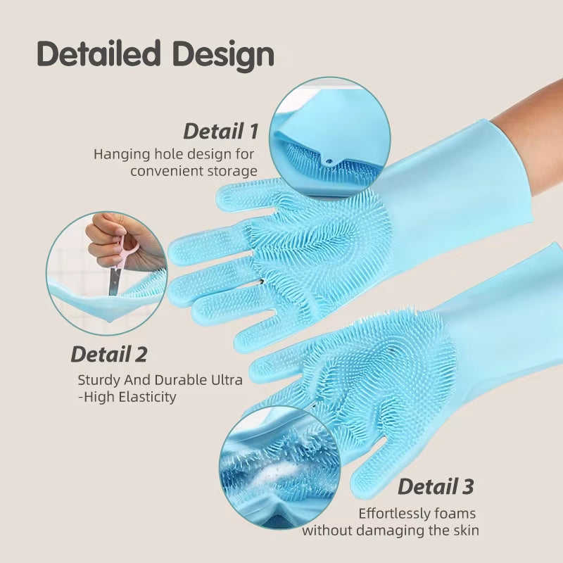 Eversoulpet Silicone Pet Grooming Gloves Double-Sided Dog Bathing Scrubber Cat Massage Brush for Deshedding and Deep Cleaning