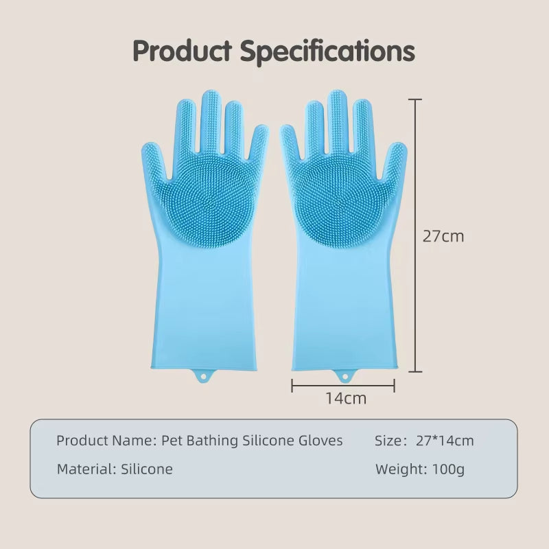 Eversoulpet Silicone Pet Grooming Gloves Double-Sided Dog Bathing Scrubber Cat Massage Brush for Deshedding and Deep Cleaning