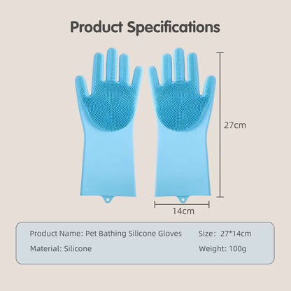 Eversoulpet Silicone Pet Grooming Gloves Double-Sided Dog Bathing Scrubber Cat Massage Brush for Deshedding and Deep Cleaning